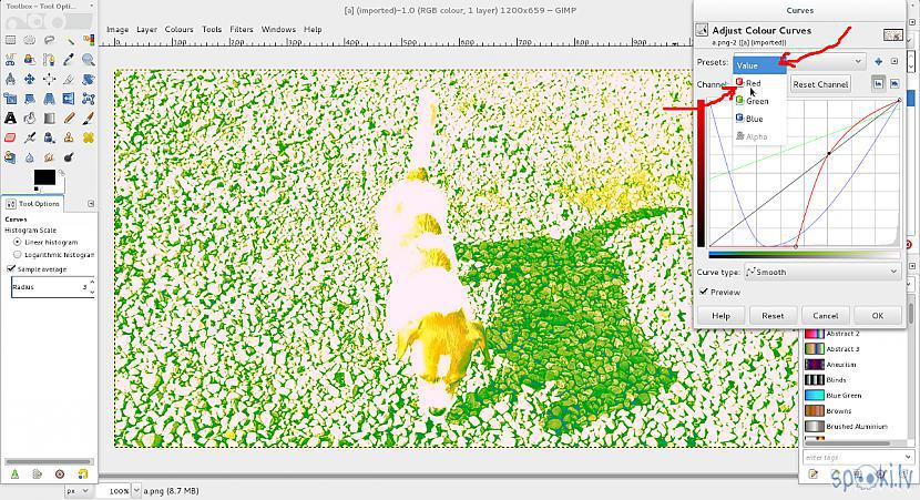 Autors: Strāvonis GIMP, bildes aptumšošana
