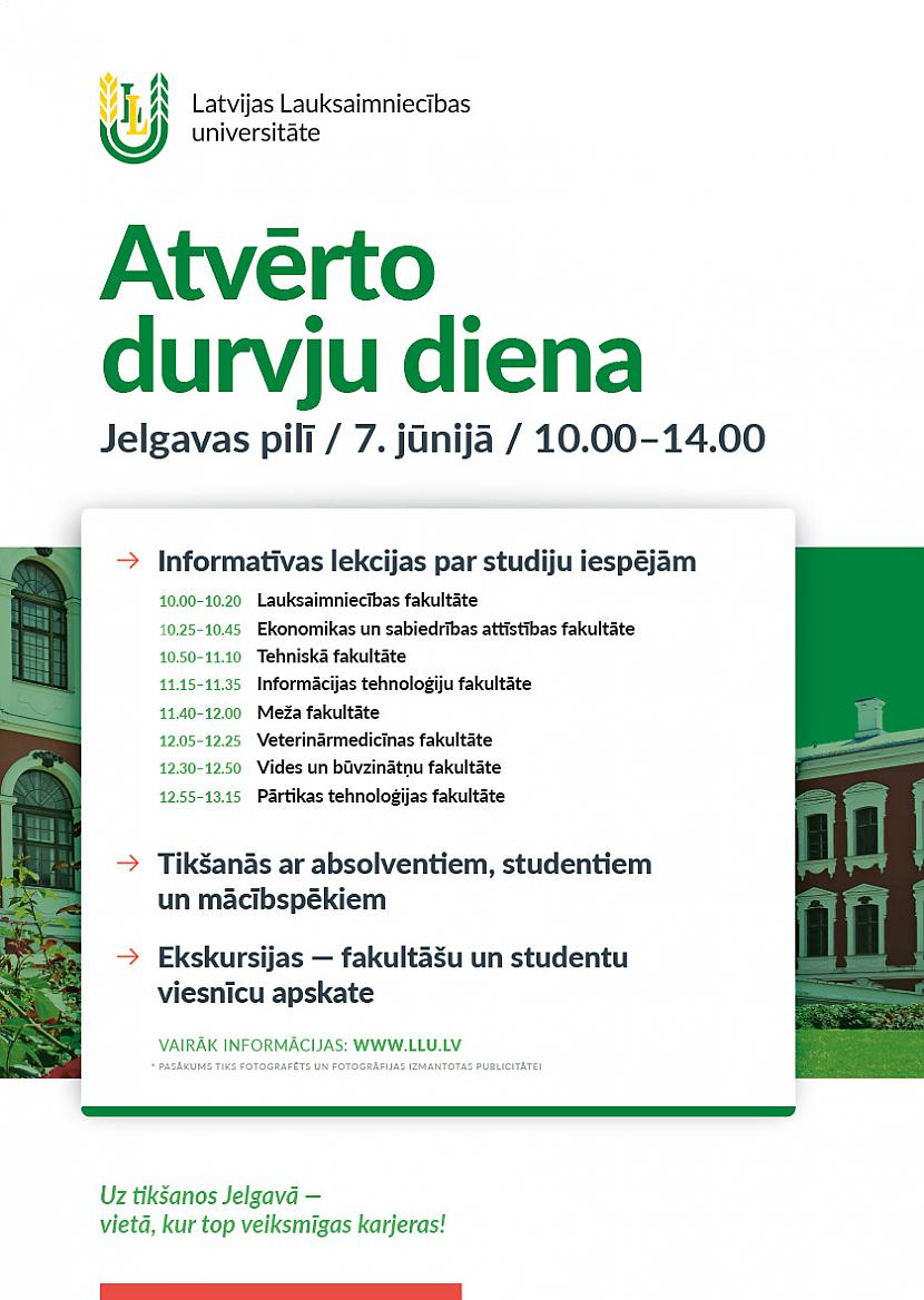 Autors: EV1TA LLU aicina uz Atvērto durvju dienu Jelgavas pilī