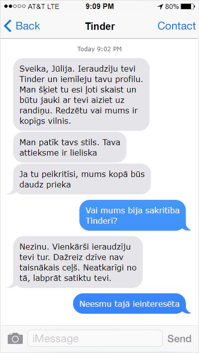 Autors: Latvian Revenger Sieviete dalās ar dīvainām Tinder ziņām, pēc atteikuma tikties