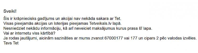 Atbilde no Tet Autors: rasiks Krāpnieki Tet vārdā